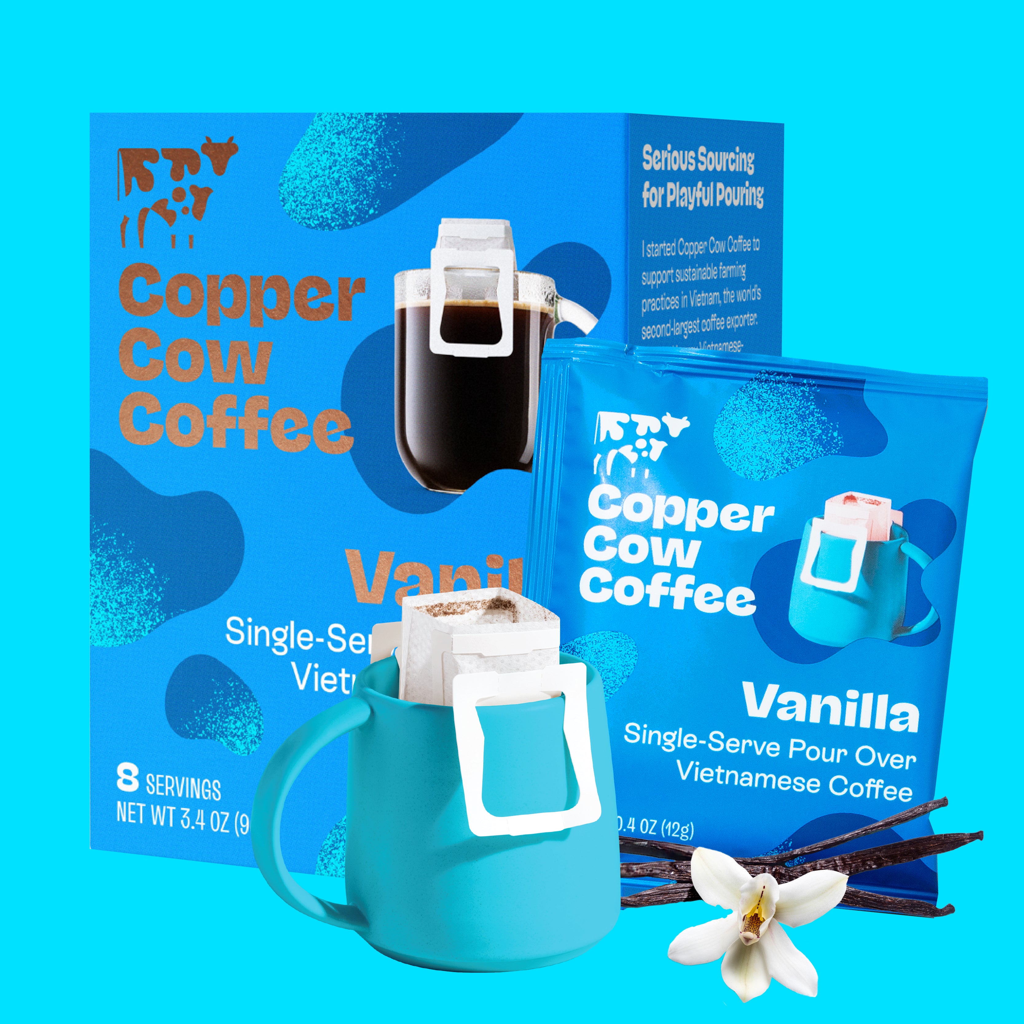 milk coffee 　TWEMCO 　※訳あり Vanilla Pour Over Coffee - 8ct – Copper Cow Coffee